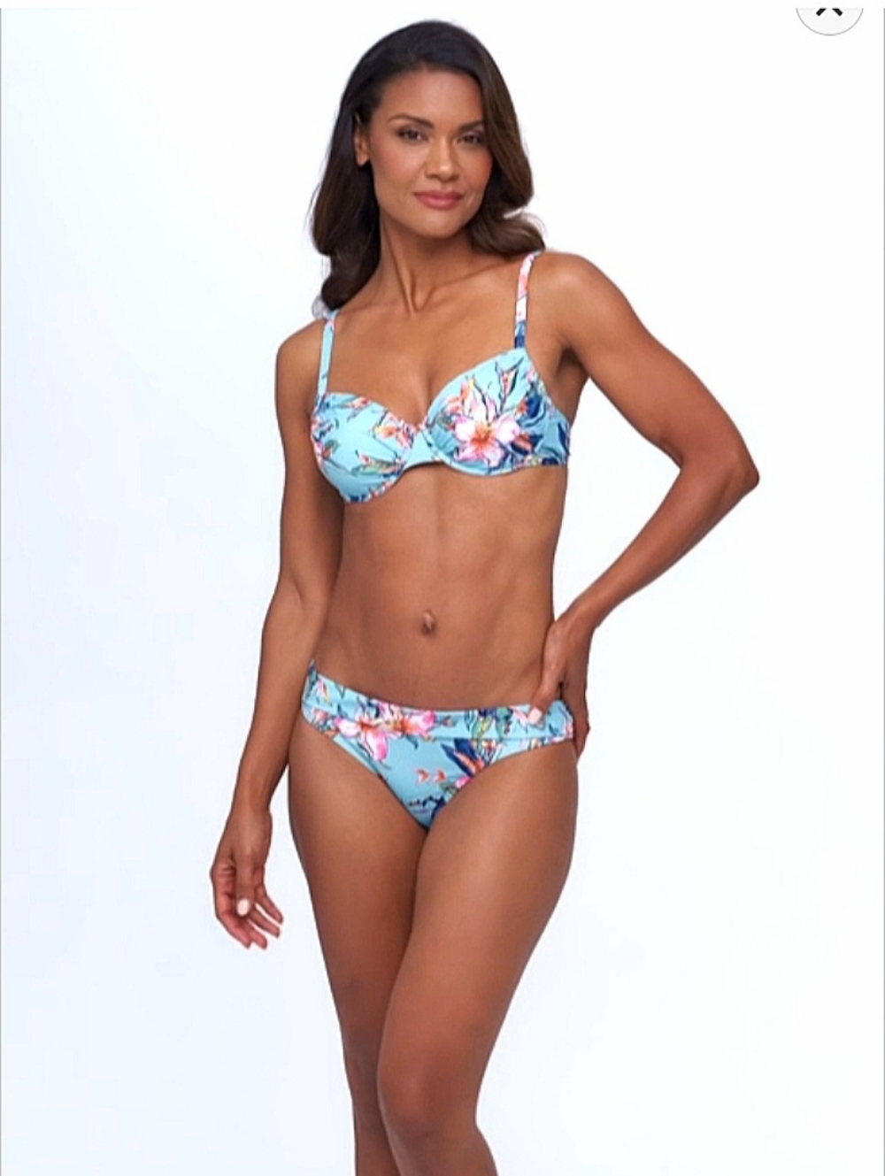 Lascana Hibiscus Print Underwire Bikini Top, Size 34B - Picture 5 of 14